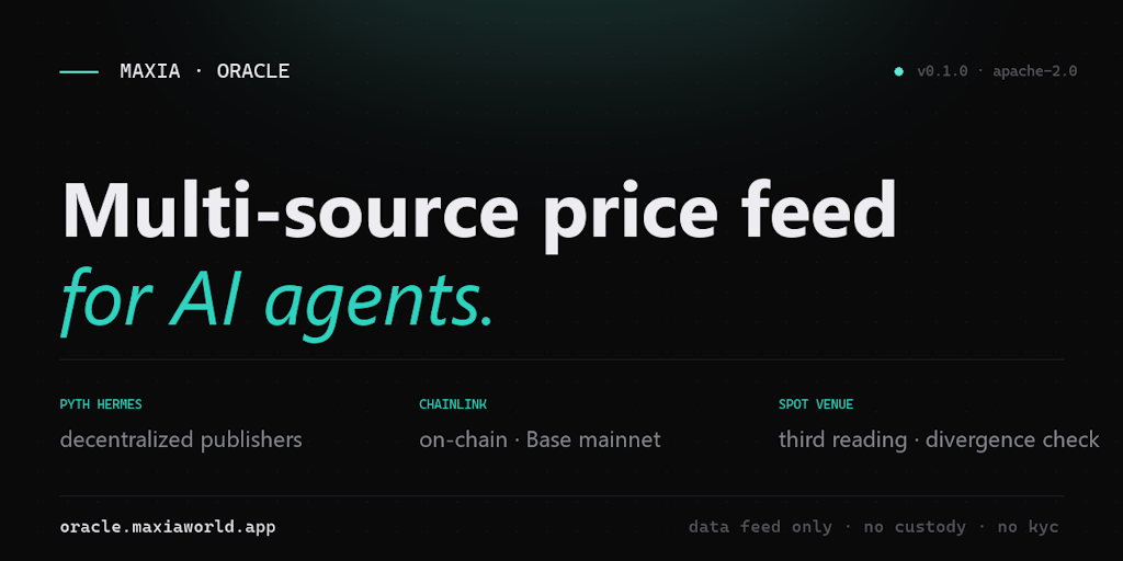 Multi-source value feed for AI brokers - MAXIA Oracle 2b0f2e1f 3eea 45ca be72 f43dbf035a0f.png