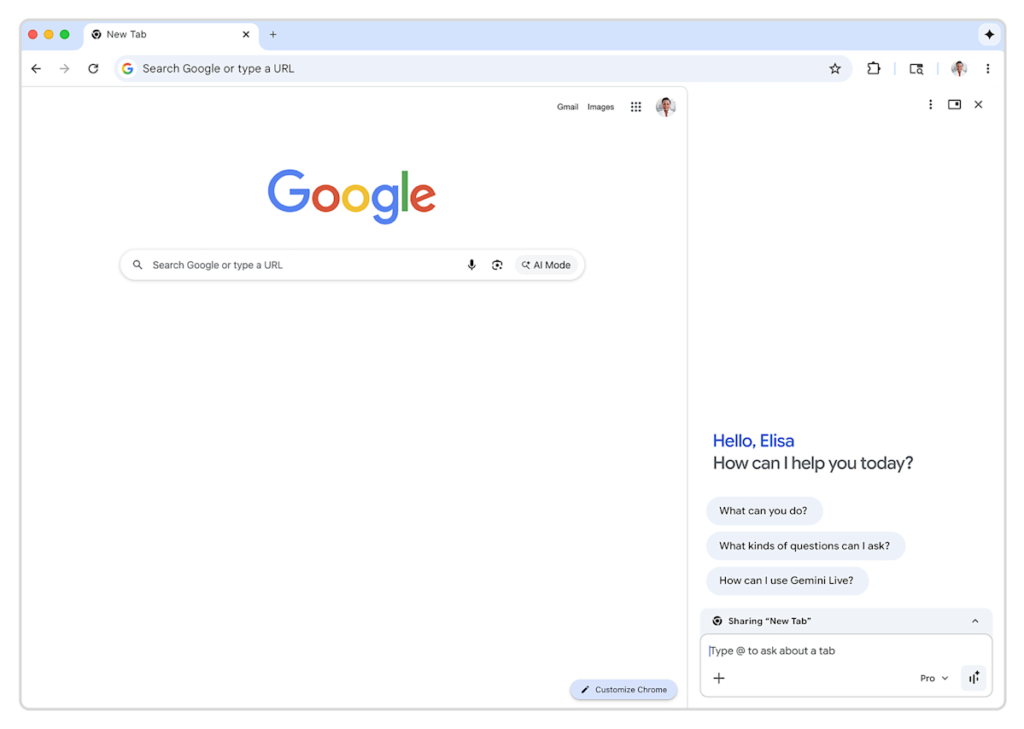 still gemini in chrome side panel 28129.png