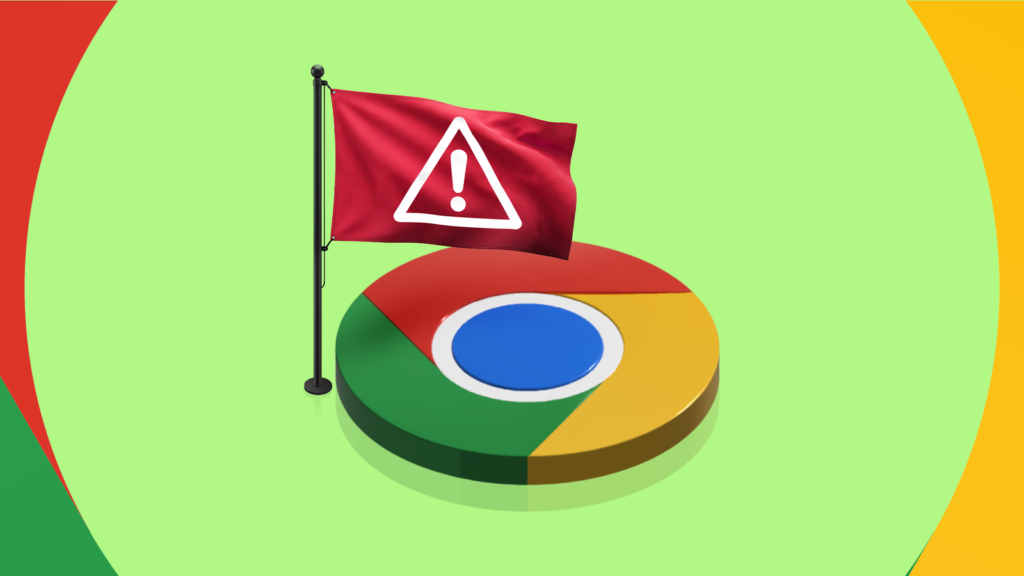 a red warning flag waving over a 3d google chrome logo.png