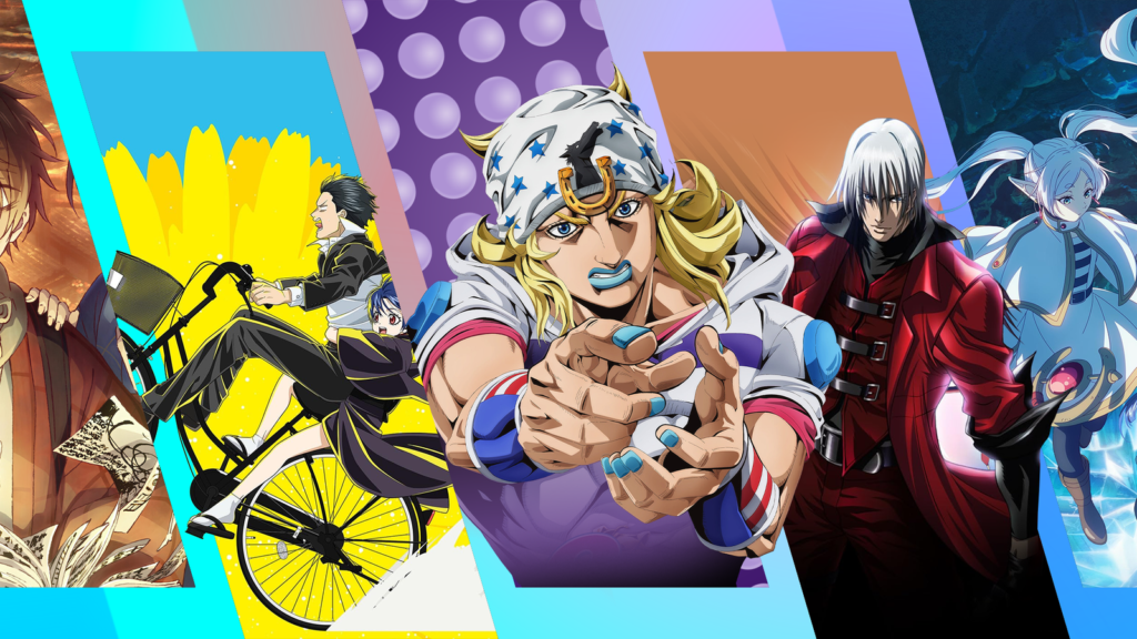 anime collage featuring jjba steel ball run dandelion devil may cry sparks of tomorrow and frieren.p.png