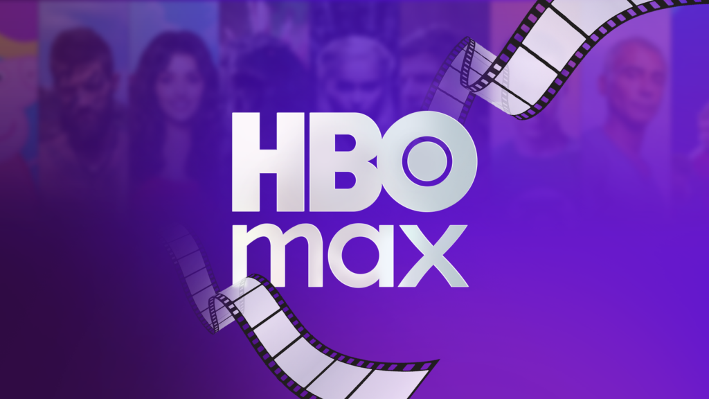 hbo max logo on a purple background with a film strip and blurred characters in the background.png