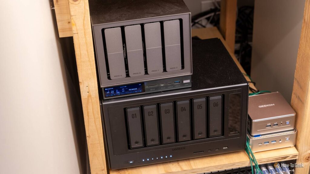 high angle view of the homelab nas stack and mini pcs.jpg