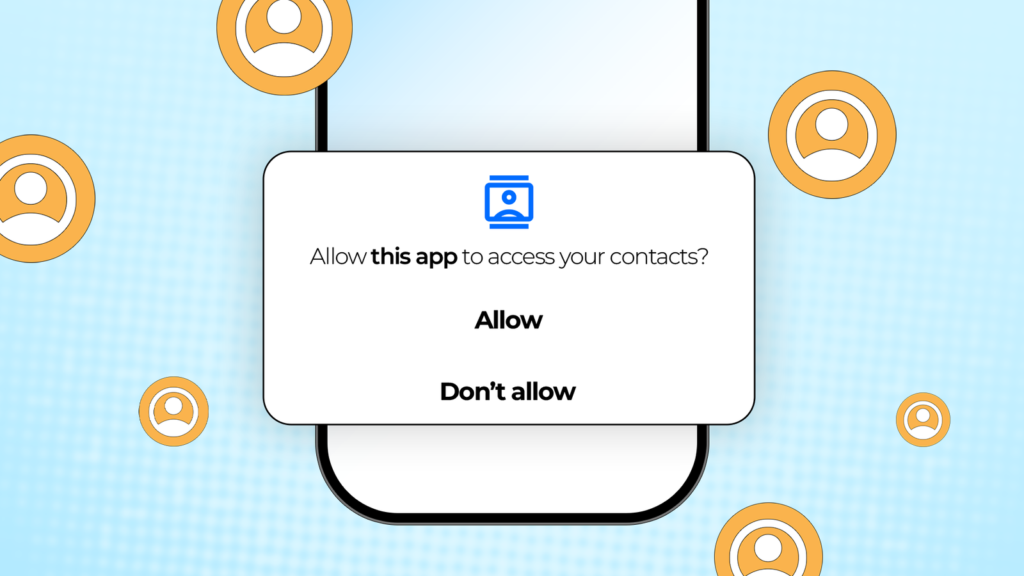illustration of a smartphone showing a permission prompt asking to allow an app to access contacts w.png