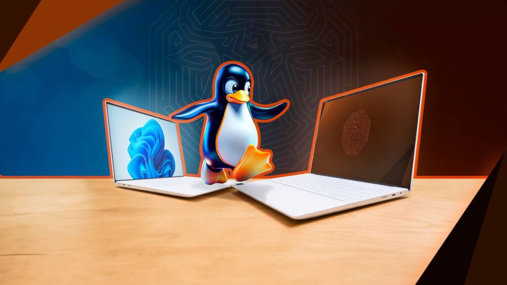 tux jumping from a windows laptop to an ubuntu cinnamon laptop.jpg