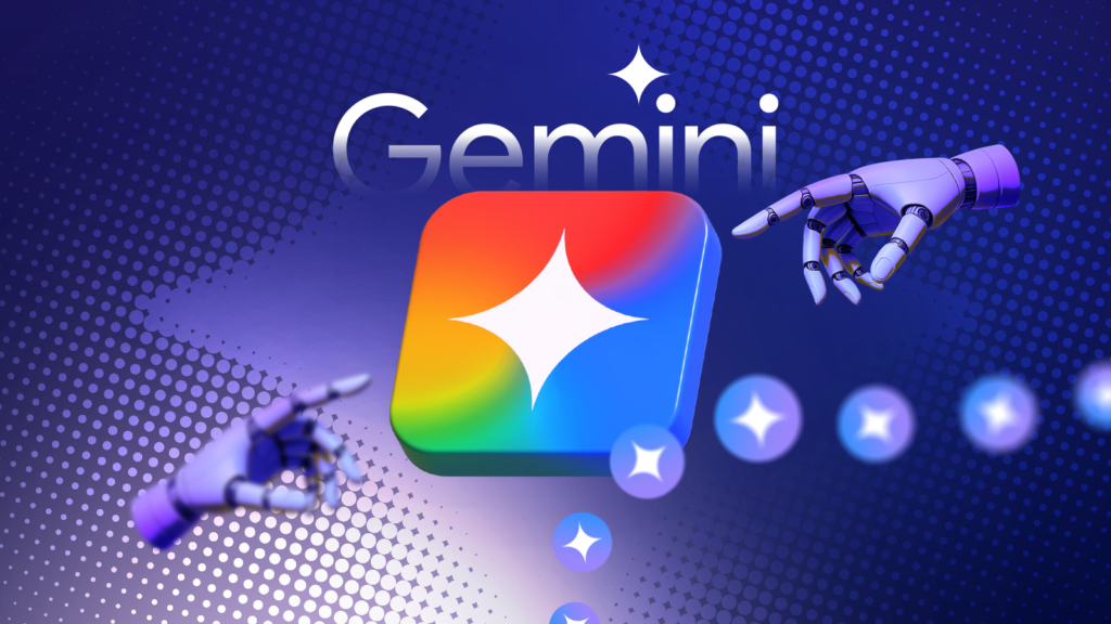 two robotic hands pointing at a 3d colorful gemini app icon 1.png