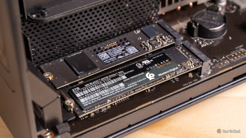 two wd black nvme ssds installed in both m 2 slots on the ugreen idx6011 pro nas motherboard.jpg