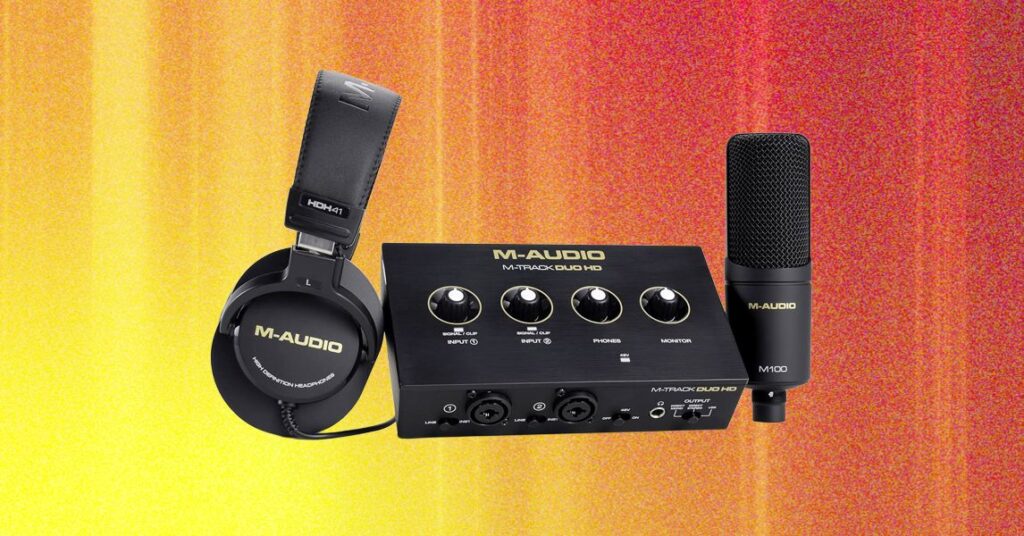 M-Audio M Monitor Duo HD Manufacturer Pack Evaluate: Scorching Takes, Chilly Opens review20m audio20m20track20duo20hd20usb c20audio20interface20top20art2005202620source20.jpeg