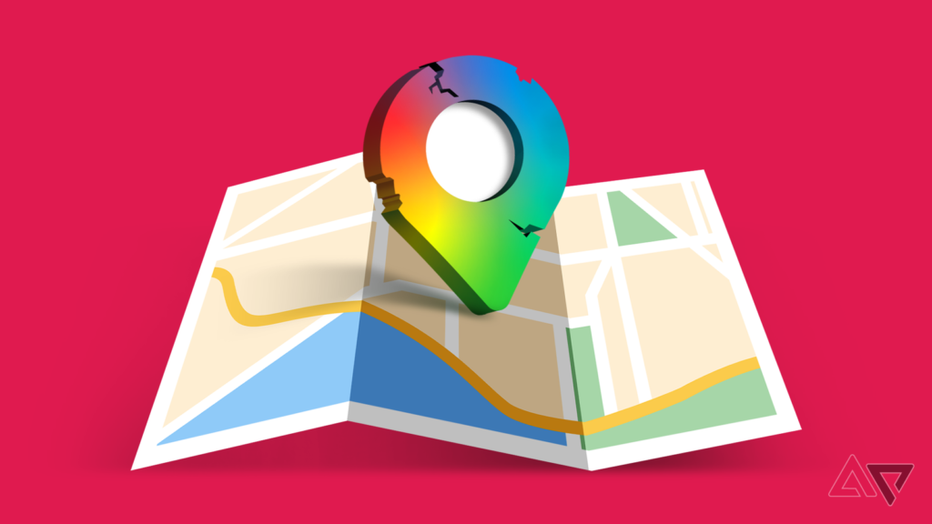 a cracked google maps logo on top of a folded map.png