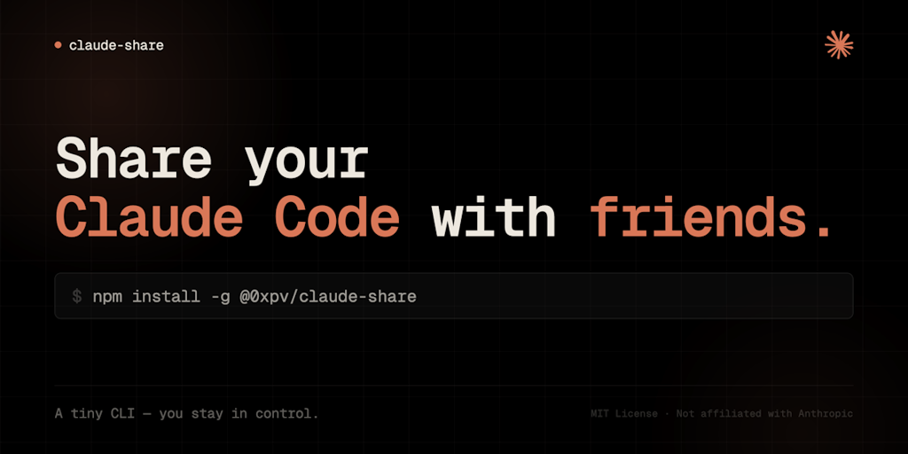 Securely proportion your Claude Code with your mates - claude-share cc4ab916 67ce 4676 b135 f737c32eb5ef.png