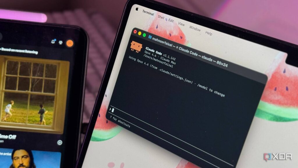 claude code on desktop with spotify in background.jpeg