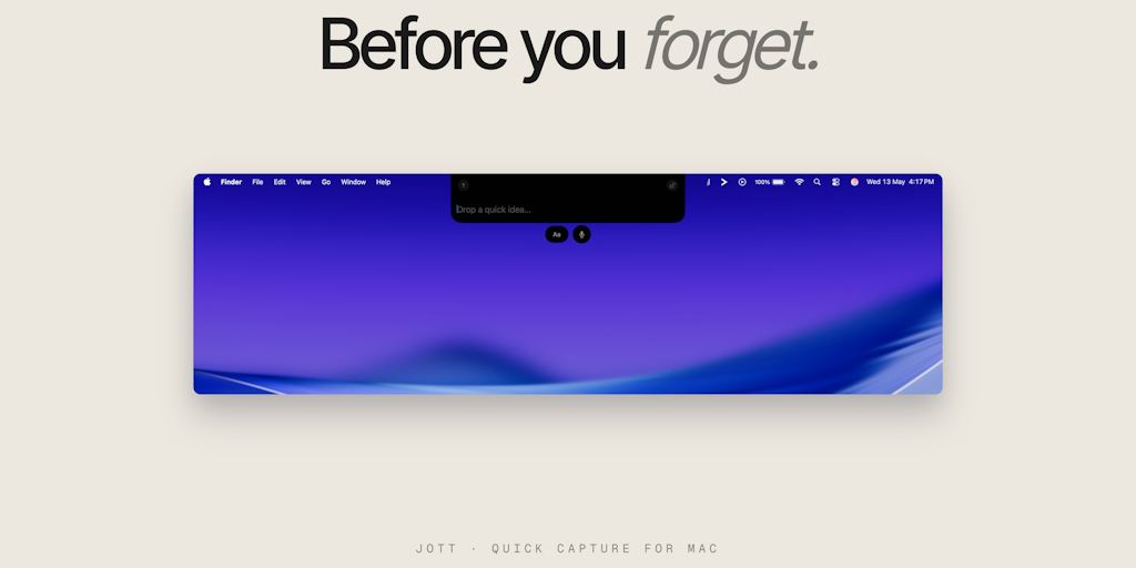 Jott: Seize fast written or voice notes out of your Mac's notch ef96a4d2 e9d5 427f 9949 e2f49466ac56.png