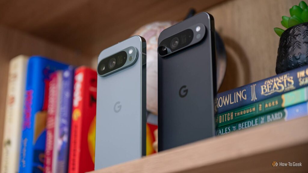 google pixel 9 pro and 9 pro xl cameras standing on a shelf 1.jpg