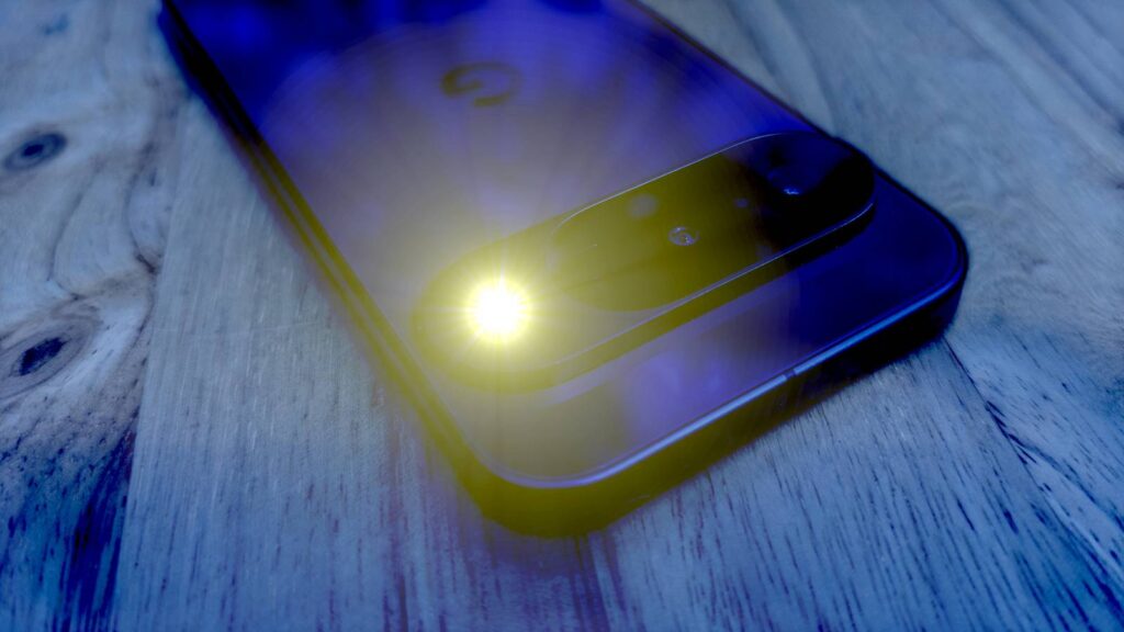 google pixel phone with flashlight on.jpg