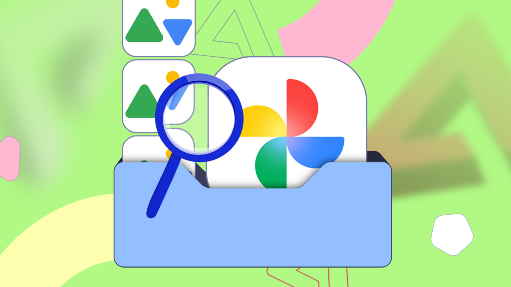 magnifying glass inspecting a blue folder containing the google photos icon.png