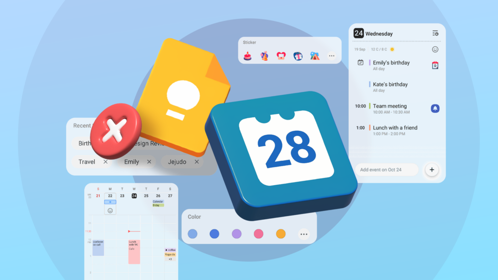 samsung calendar icon next to a google keep icon with a red x surrounded by calendar interface eleme.png