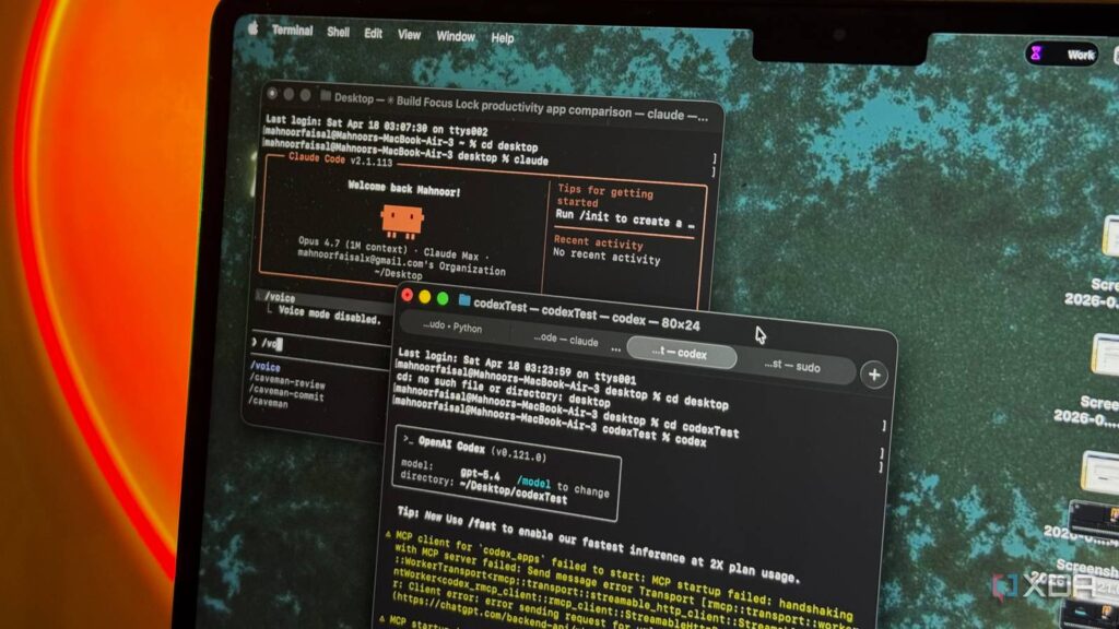 terminal window with code and build output on dark monitor with neon orange lighting.jpg