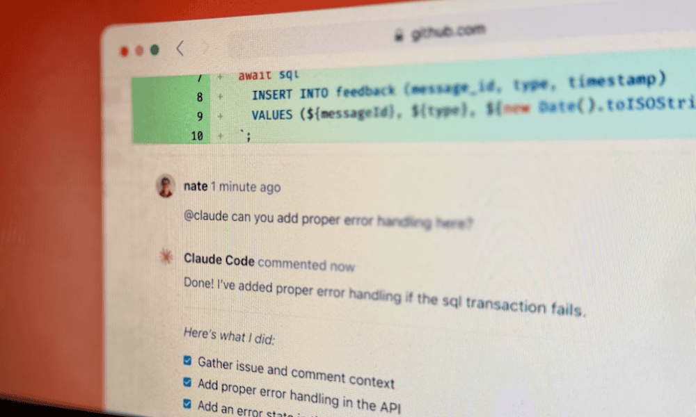calling the claude code github action in the comments of a pull request.png
