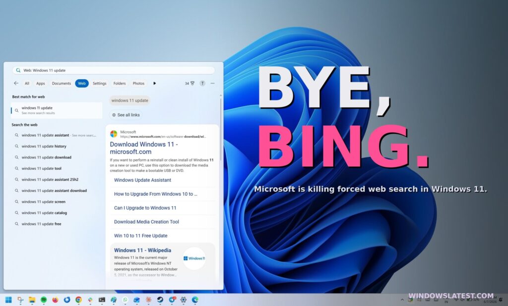 Microsoft is letting you kill Bing in Home windows 11 Seek, after years of forcing it on each PC windows search without bing scaled.jpg
