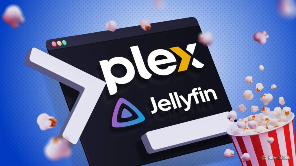 a terminal with the plex and jellyfin logos and a popcorn bucket next to it.jpg