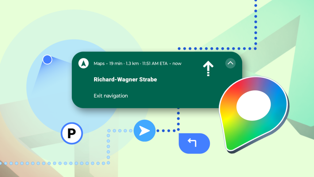 google maps glanceable directions interface showing upcoming navigation instructions route guidance.png