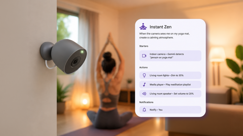 google nest cam detecting a yoga session and triggering an instant zen smart home routine.png