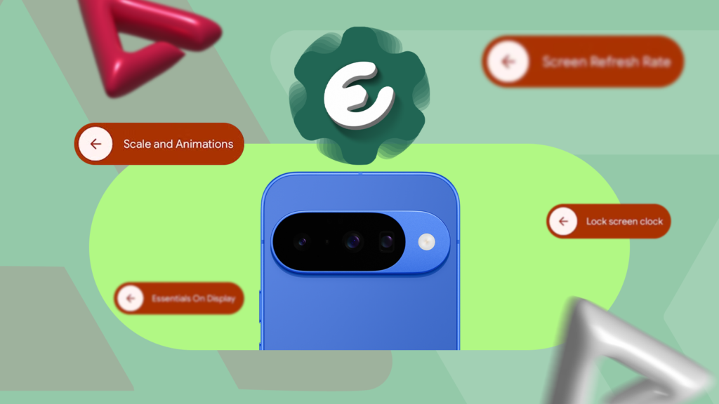 google pixel phone with the essentials app logo and customization options floating around the screen.png