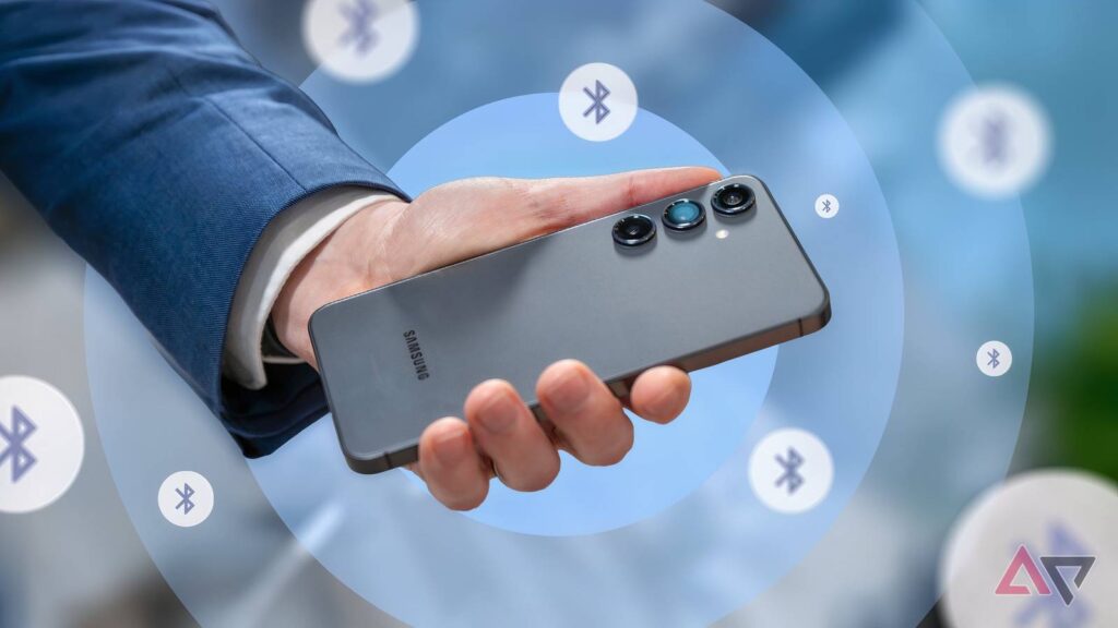 I fastened my telephone's Bluetooth dropouts accidentally, and the answer is embarrassingly easy hand holding a smartphone with bluetooth signal waves radiating outward surrounded by floating bluet.jpeg