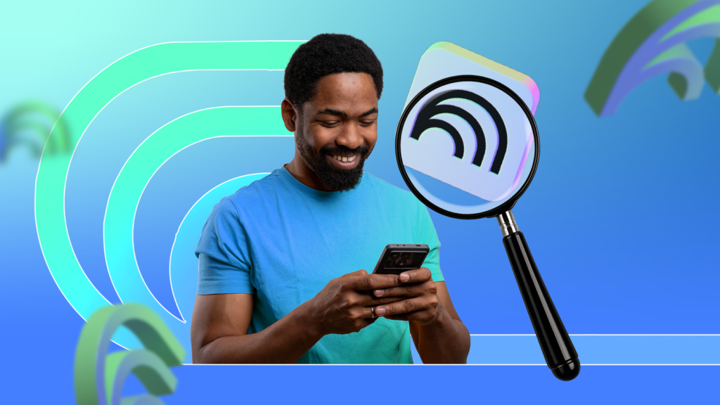 man using a smartphone beside the notebooklm logo under a magnifying glass.png