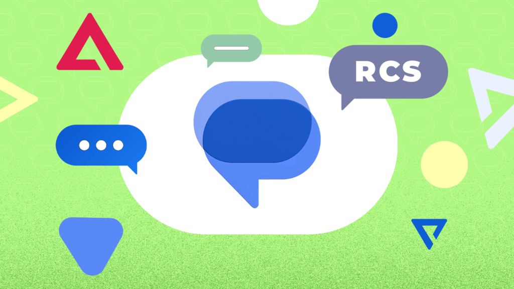 Google Messages after all fixes its most disturbing Sensible Replies downside the google messages logo surrounded by colorful abstract shapes and an rcs chat bubble on a green ba.png