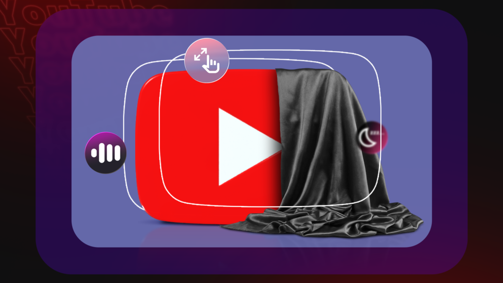 youtube logo partially covered by a dark cloth surrounded by icons representing hidden features like.png